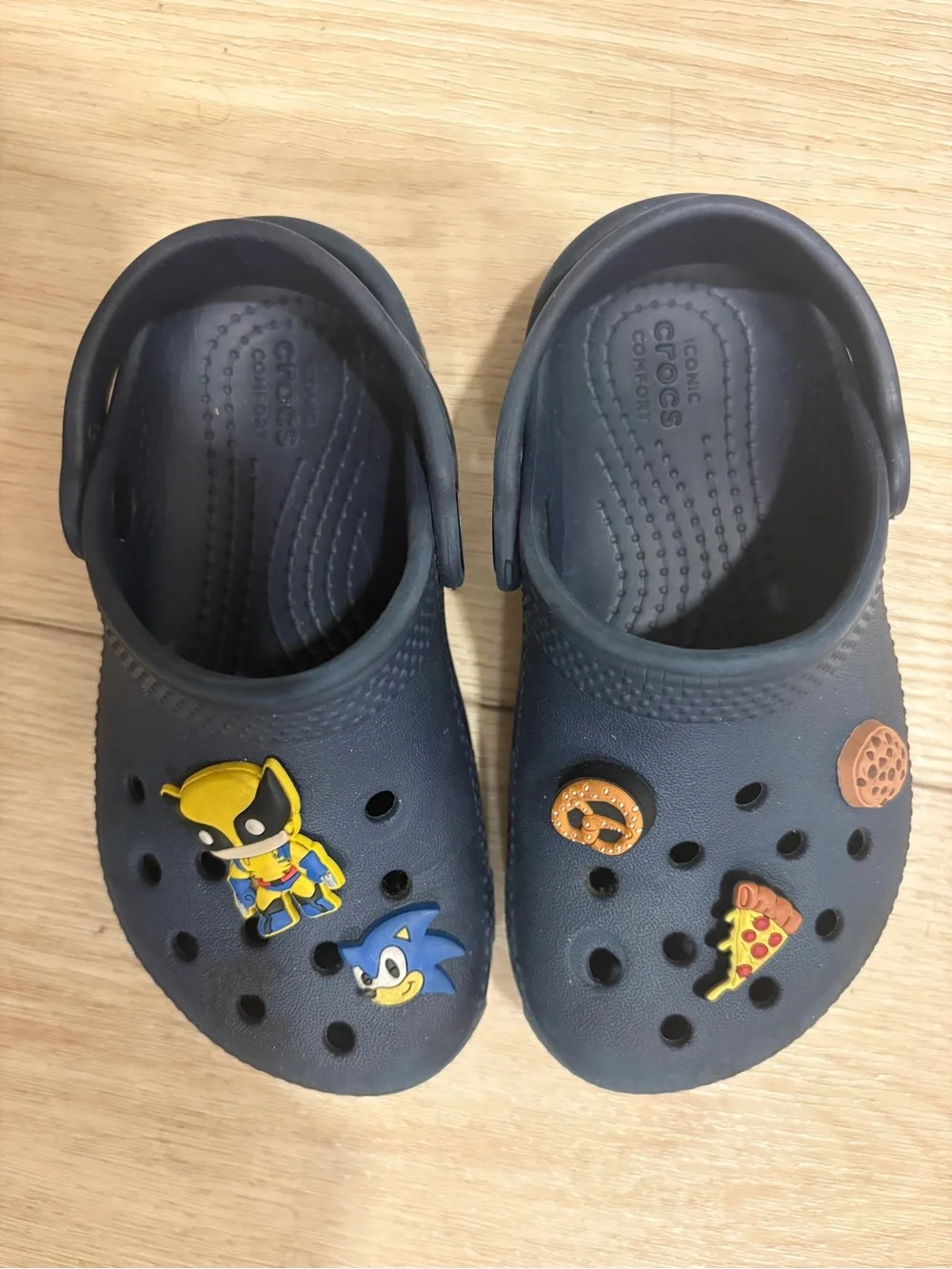 CROCS Kids Navy Blue Clogs with Character Charms